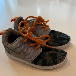 Nike Kids Sneakers - Gray and Orange Camouflage